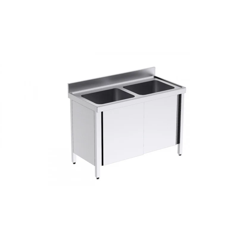 Plonge 2 Bacs avec Portes Coulissantes - L 1200 x P 600 mm Achetez Aujourd’hui