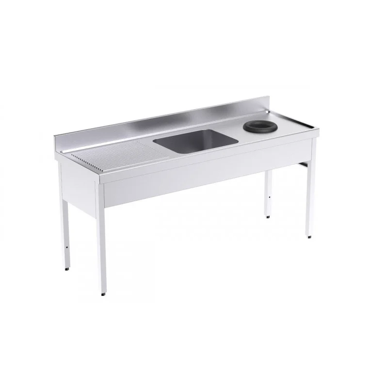 Retour Gratuit Plonge 1 Bac avec Egouttoir à Gauche et Trou Vide-Déchets - L 1800 x P 700 mm
