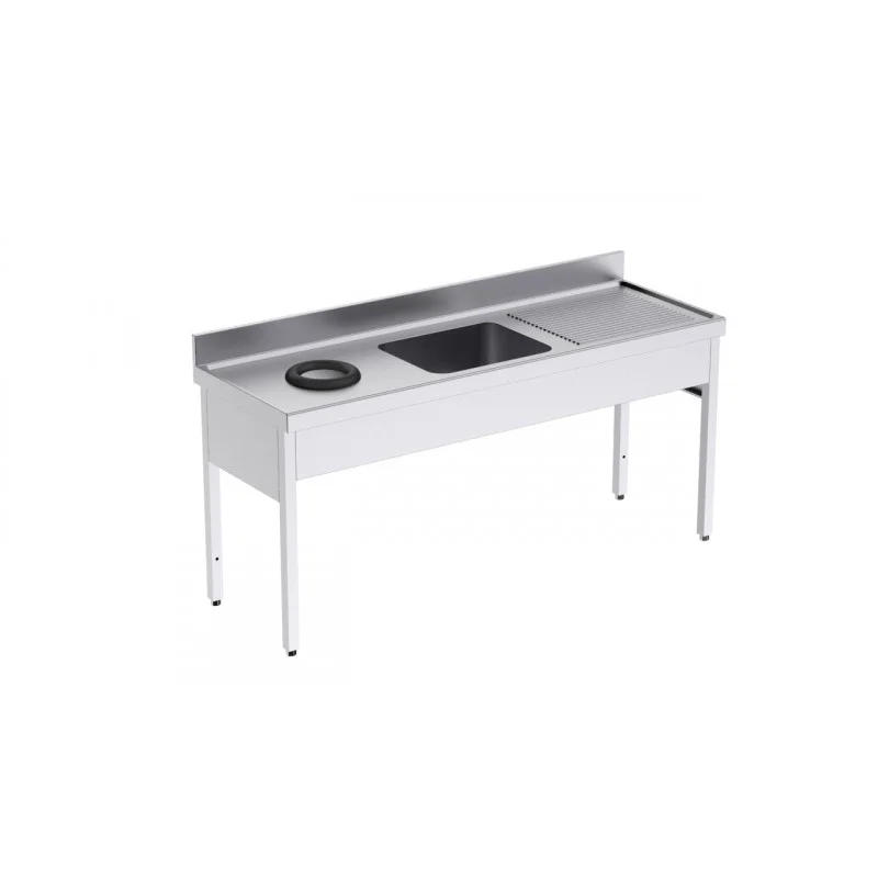 Plonge 1 Bac avec Egouttoir à Droite et Trou Vide-Déchets à Gauche - L 1800 x P 700 mm Paiement Sécurisé