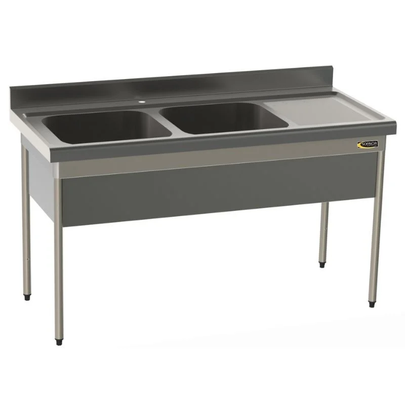 Nouveauté Plonge 2 Bacs et Egouttoir à Droite avec Cache-Cuve - P 700 - L 1900 mm