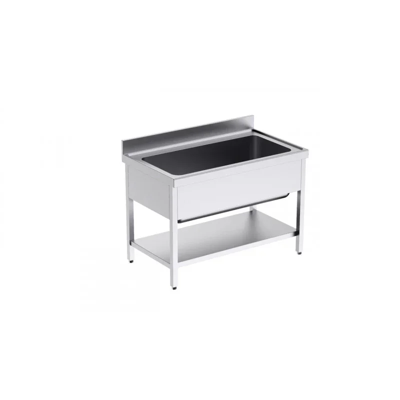 Nouvelle Collection Plonge 1 Grand Bac avec Etagère - L 1200 x P 700 mm