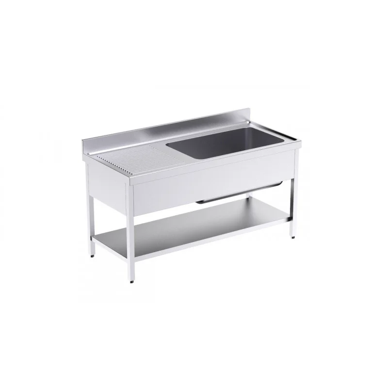Plonge 1 Bac avec Etagère et Egouttoir à Gauche - L 1600 x P 700 mm Commander Maintenant