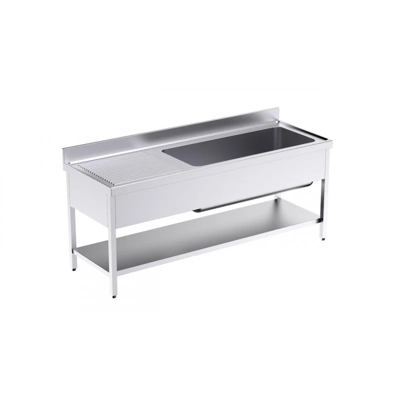 Commander Maintenant Plonge 1 Bac avec Etagère et Egouttoir à Gauche - L 2000 x P 700 mm