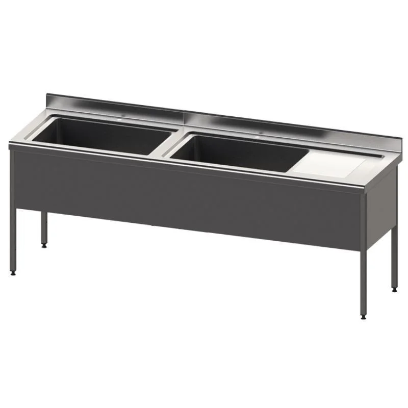 Acheter Direct Plonge à Batterie 2 Bacs et Egouttoir à Droite - Série 800 - L 2400 mm