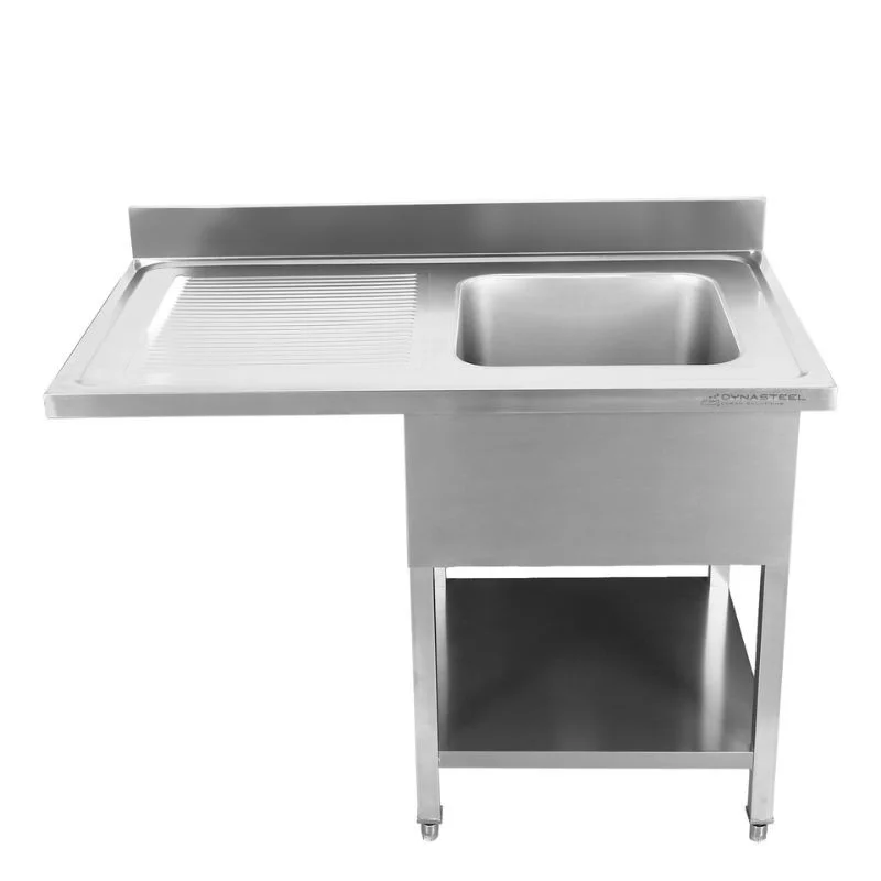 Achat Immédiat Plonge avec Passage Lave-Vaisselle, Dosseret et Etagère - 1200 x 700 - Egouttoir à Gauche