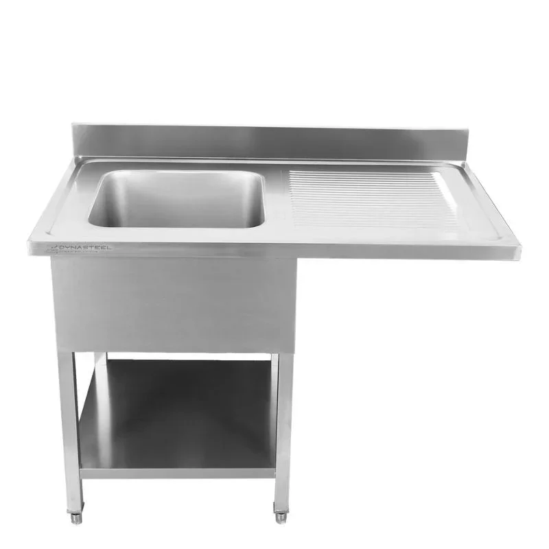 Plonge avec Passage Lave-Vaisselle, Dosseret et Etagère - 1200 x 700 - Egouttoir à Droite Nouveauté
