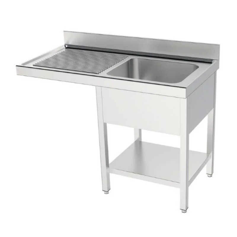 Prix Bas Plonge 1 Bac avec Etagère et Passage pour Lave-Vaisselle à Gauche - L 1200 x P 600 mm