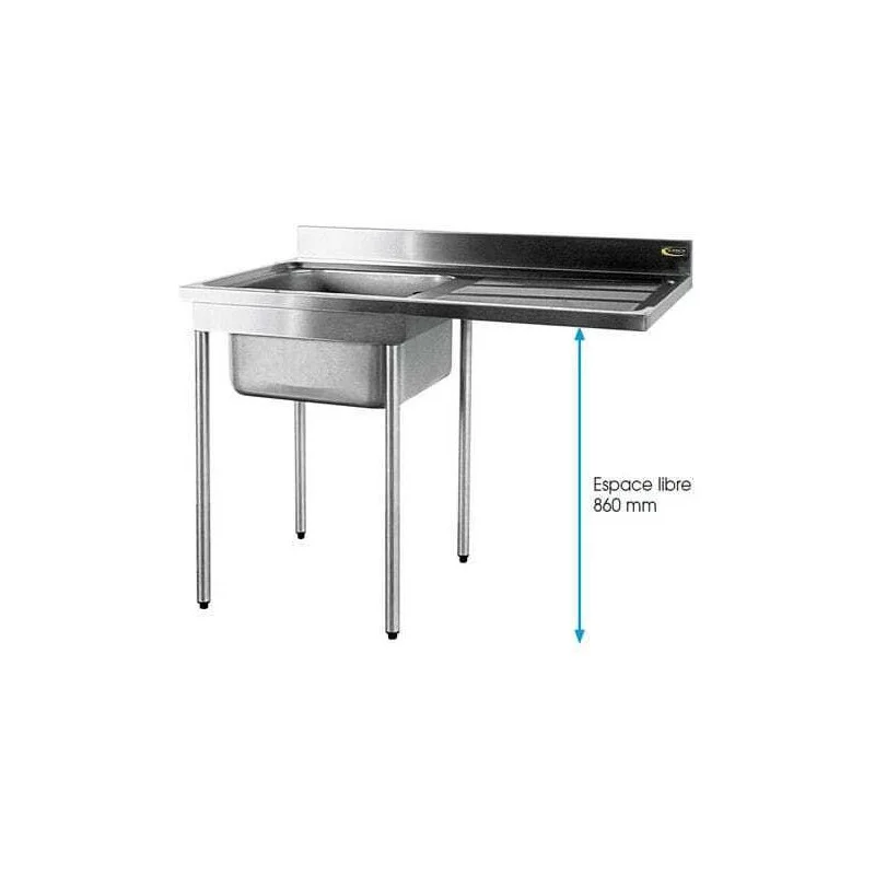 Plonge Spéciale Lave-Vaisselle avec Etagère - 1 Bac et Egouttoir à Droite - L 1200 mm Promotion