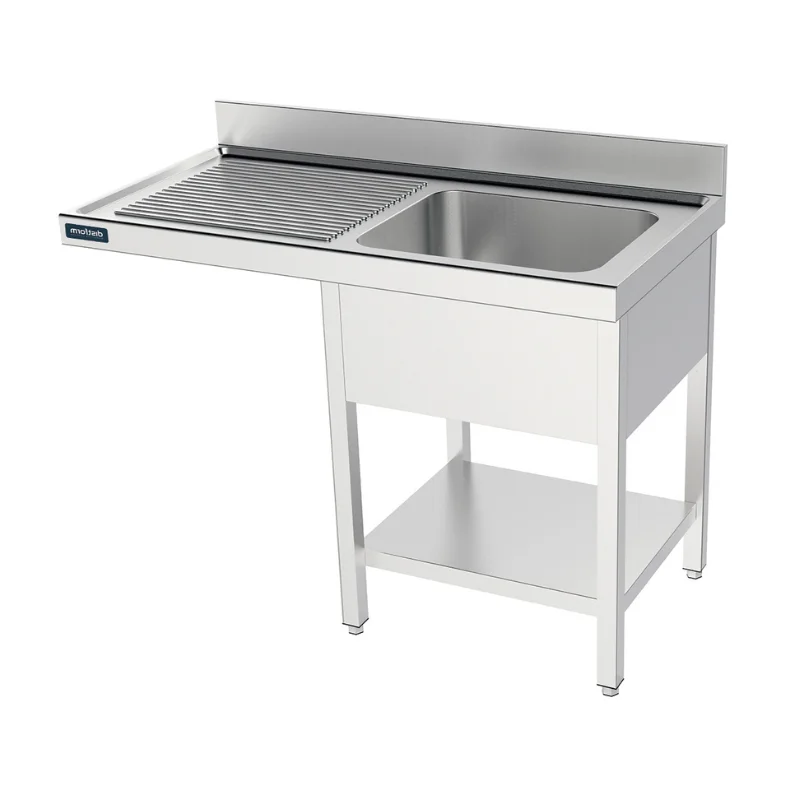 Plonge 1 Bac avec Etagère et Passage pour Lave-Vaisselle à Gauche - L 1400 x P 700 mm Offre Spéciale