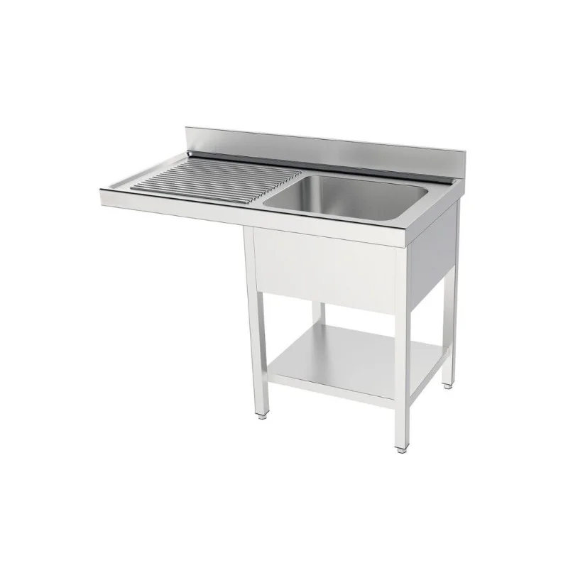 Jusqu’à Épuisement Des Stocks Plonge 1 Bac avec Etagère et Passage pour Lave-Vaisselle à Gauche - L 1200 x P 550 mm