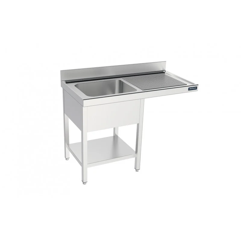 Prix Cassé Plonge 1 Bac avec Etagère et Passage pour Lave-Vaisselle à Droite - L 1200 x P 550 mm