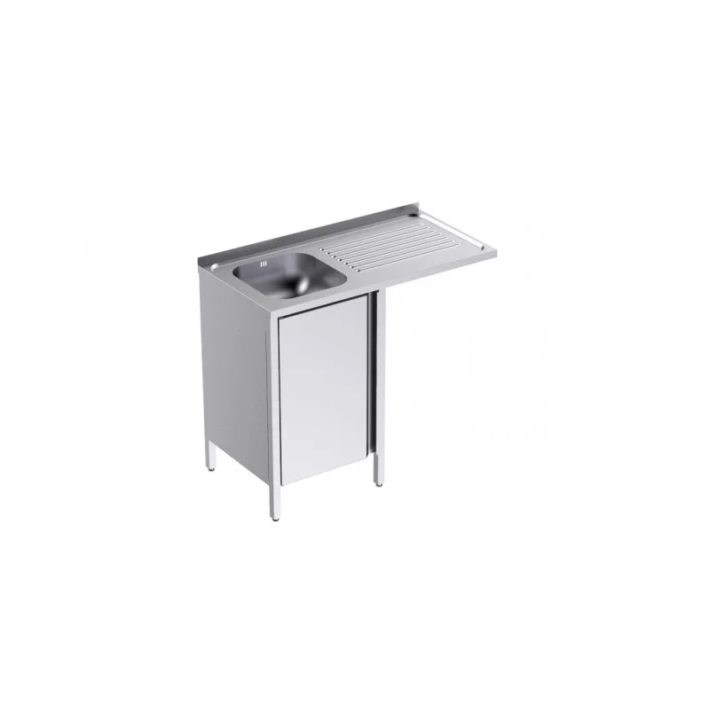 Livraison Express Plonge 1 Bac avec Portes et Passage pour Lave-Vaisselle à Droite - L 1000 x P 500 mm