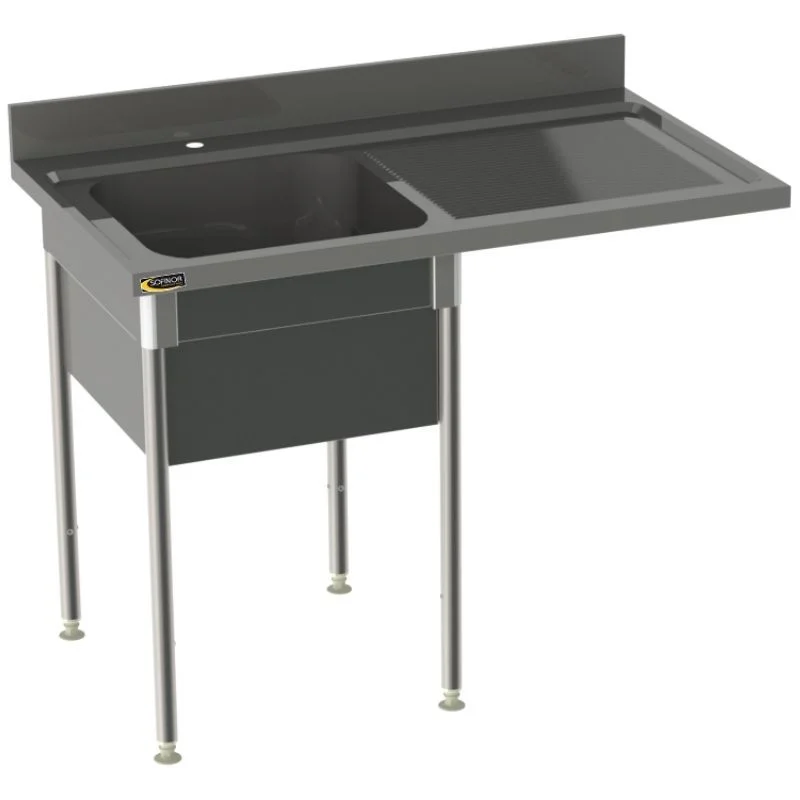 Promotion Plonge Spéciale Lave-Vaisselle avec Cache-Cuve - 1 Bac et Egouttoir à Droite - L 1200 mm