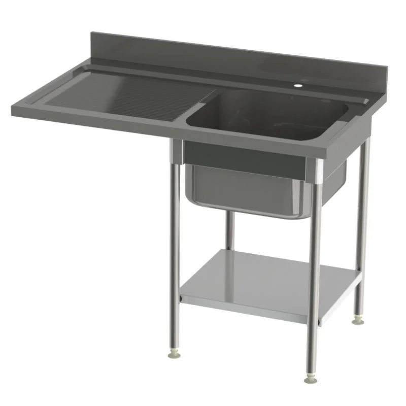 Certifié Plonge Spéciale Lave-Vaisselle avec Etagère - 1 Bac et Egouttoir à Gauche - L 1200 mm