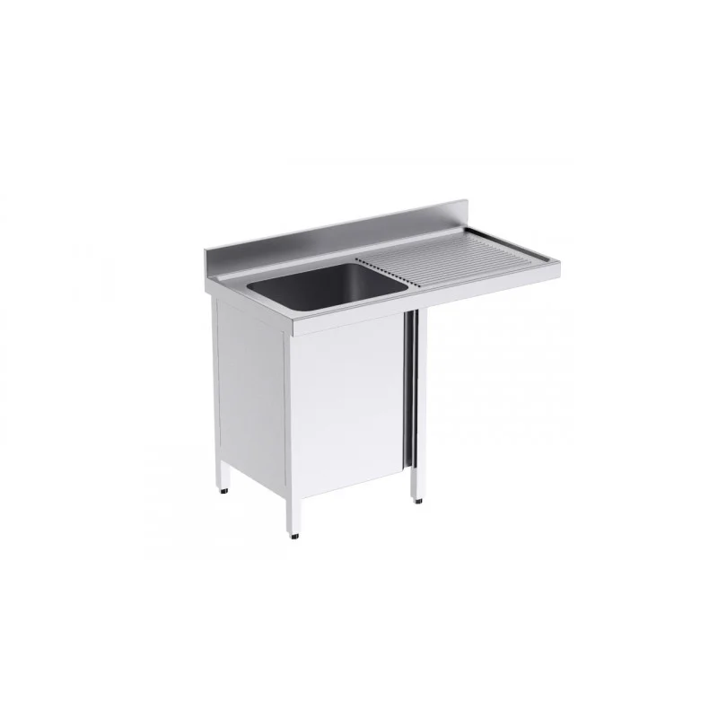 Plonge 1 Bac avec Portes Battantes et Passage pour Lave-Vaisselle à Droite - L 1200 x P 600 mm Petit Prix