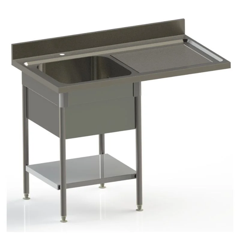 Plonge Spéciale Lave-Vaisselle avec Etagère et Cache-Cuve - 1 Bac et Egouttoir à Droite - L 1200 mm Acheter Direct