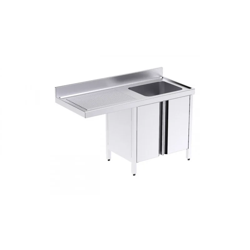 Plonge 1 Bac avec Portes et Passage pour Lave-Vaisselle à Gauche - L 1400 x P 550 mm Seulement Aujourd’hui