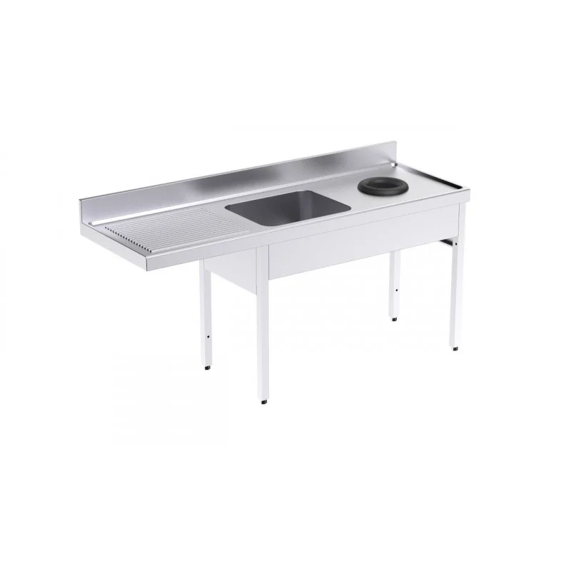 Plonge 1 Bac avec Passage pour Lave-Vaisselle, Egouttoir à Gauche et Trou Vide-Déchets - L 1800 x P 600 mm Meilleur Choix