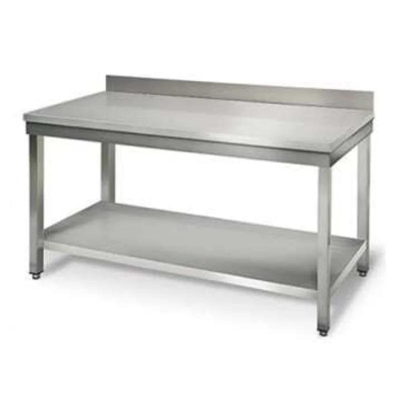 Bon Marché Table Inox avec Etagère et Dosseret - P 700 mm - L 1200 mm