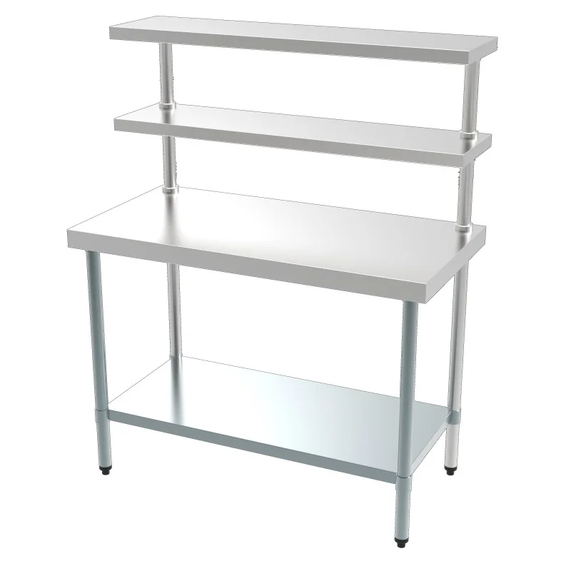 Vente Directe Table Inox avec 2 Etagères de Table - L 1200 x P 600 mm