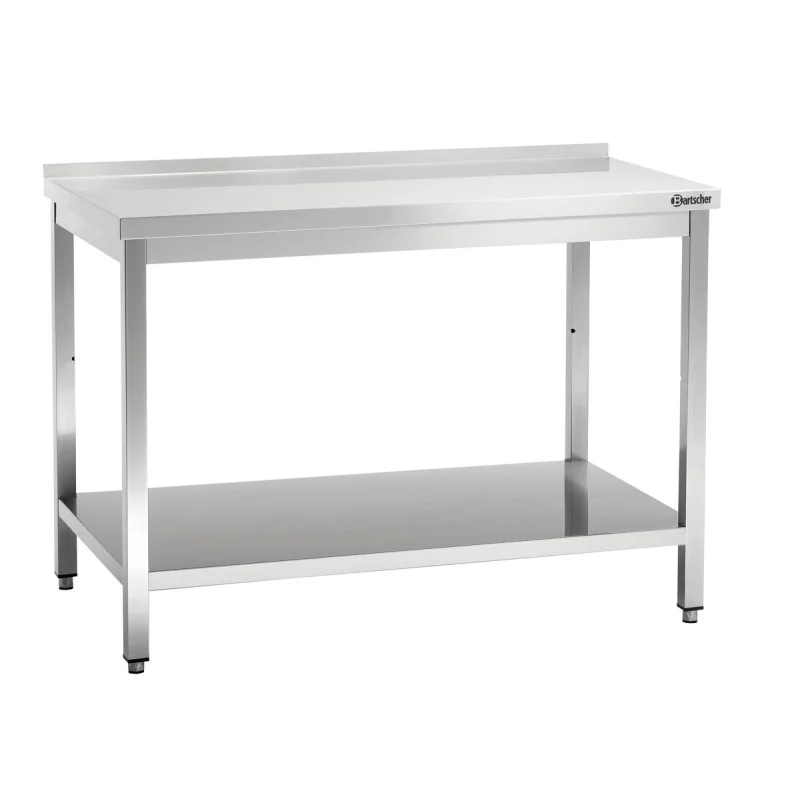Table de Travail Inox avec Etagère Basse et Dosseret - P 700 mm - L 1400 mm Retour Gratuit