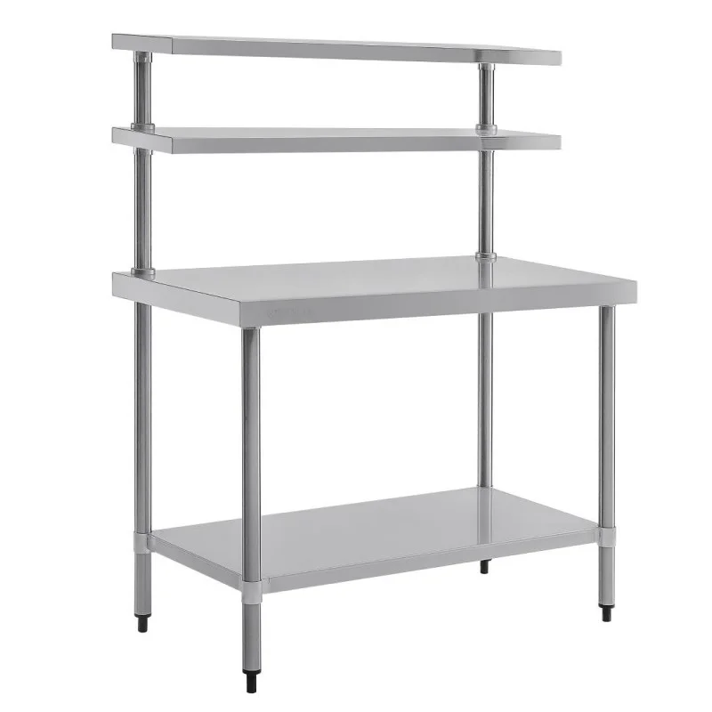 Offre Du Jour Table Inox avec Etagère et 2 Étagères Supérieures - 1200 x 600 mm