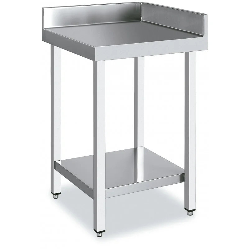 Acheter En Ligne Table Inox d'Angle avec Dosseret et Etagère Basse -600x700