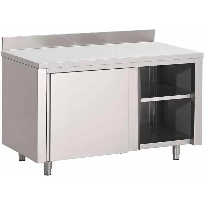 Meuble en Inox avec Portes Coulissantes et Dosseret-L 1800 x P 700mm Satisfait Ou Remboursé