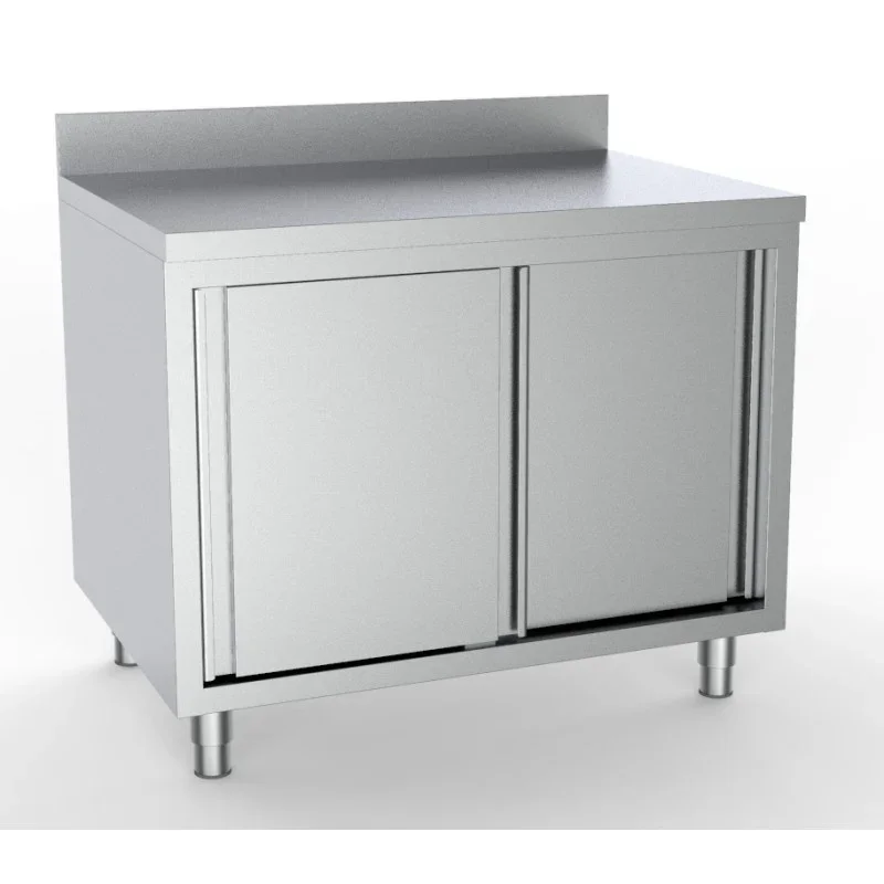 Bon Marché Meuble Inox Bas à 2 Portes avec Dosseret - L 1600 x P 600 mm