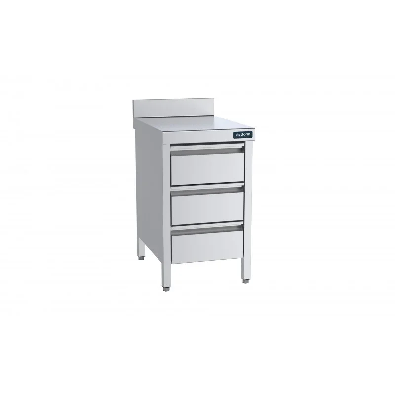 Livraison Express Meuble Inox Bas avec Dosseret et 3 Tiroirs - L 500 x P 600 mm