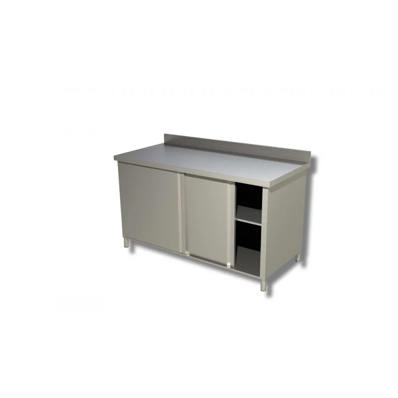 Meuble Inox avec Dosseret et Portes Coulissantes - L 1400 x P 700 mm Offre Exclusive