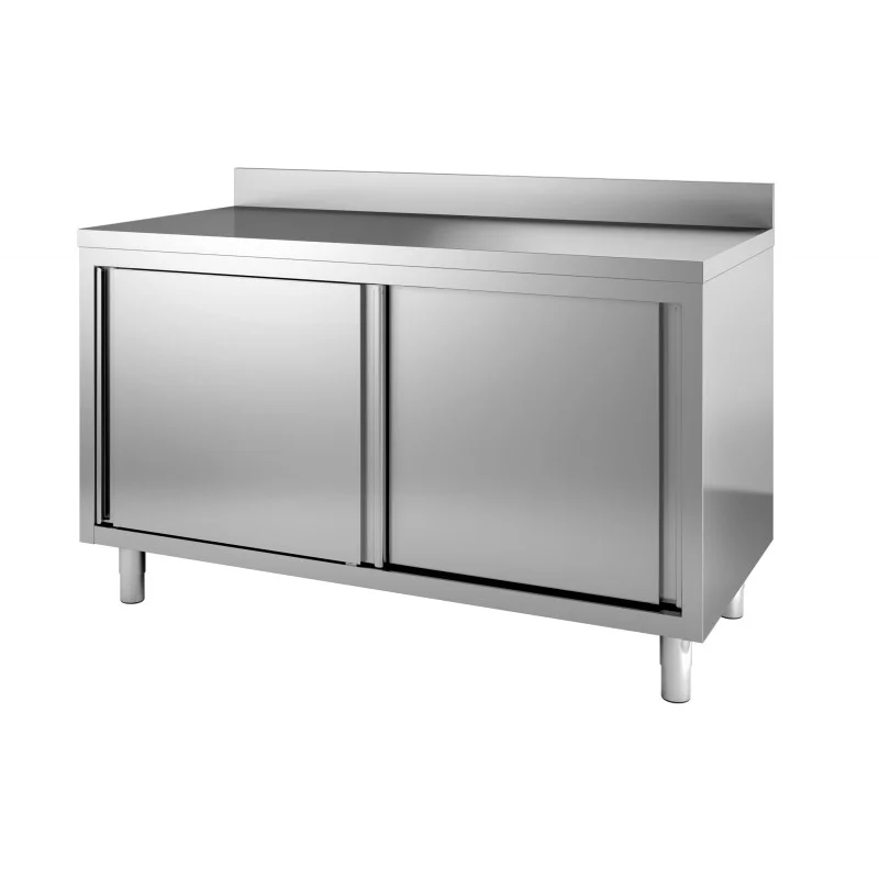 Offre Limitée Meuble Inox Bas à 2 Portes avec Dosseret - L 1200 x P 700 mm