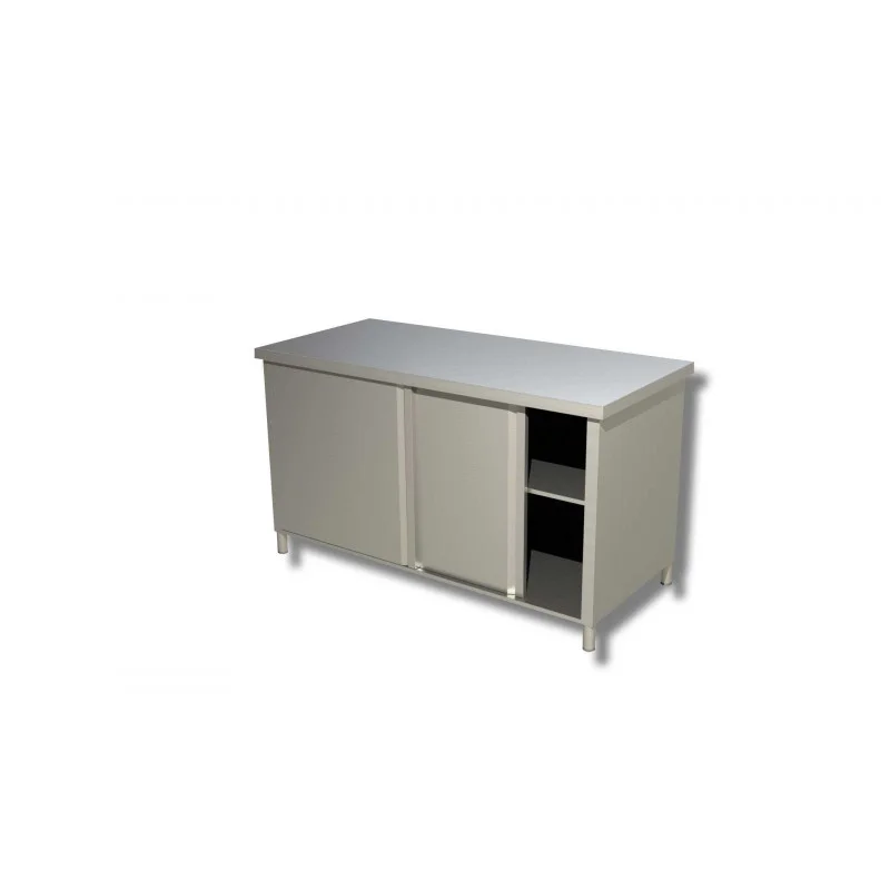 Top Vente Meuble Inox avec Portes Coulissantes - L 1400 x P 600 mm