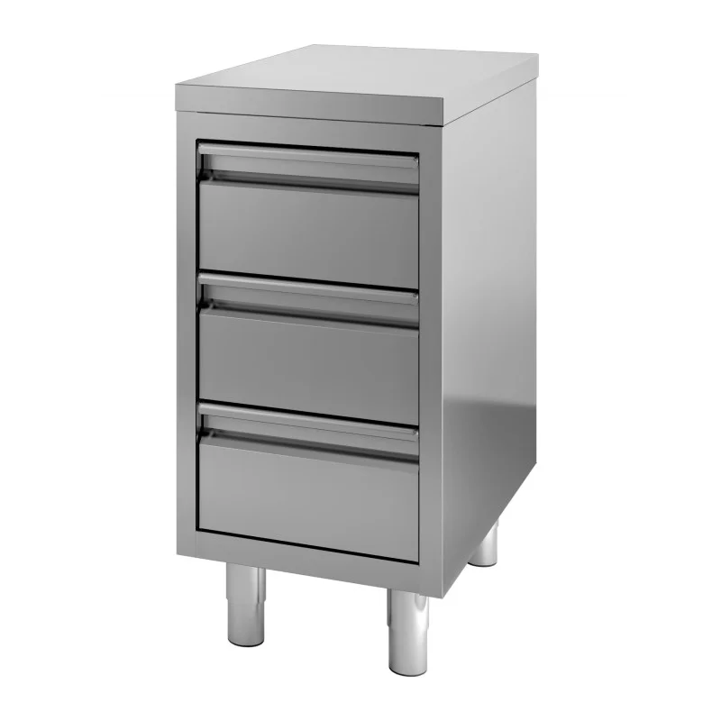 Meilleur Choix Meuble Inox Bas à 3 Tiroirs - L 400 x P 700 mm