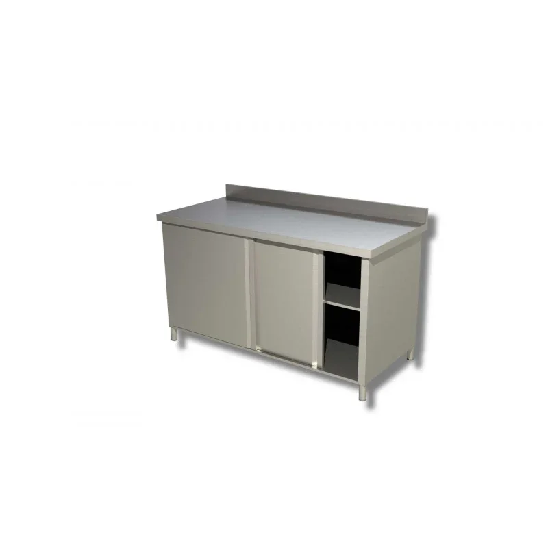 Réduction Meuble Inox avec Dosseret et Porte Battante - L 800 x P 700 mm