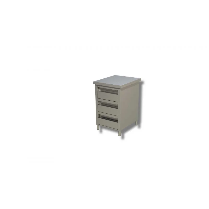 Meuble Inox 3 Tiroirs - L 500 x P 600 mm Dernier Modèle