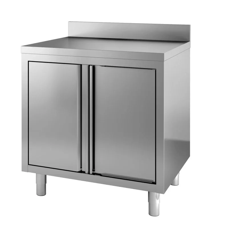 Meuble Inox Bas à 2 Portes Battantes avec Dosseret - L 800 x P 700 mm Seulement Aujourd’hui
