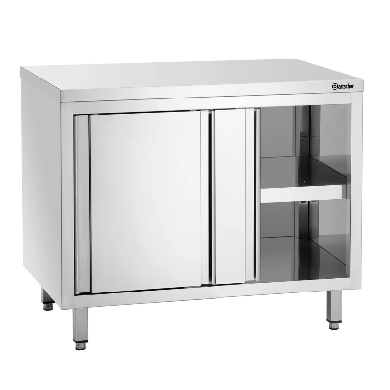 Meuble en Inox avec Portes Coulissantes et Etagère - L 1000 mm Offre Exclusive