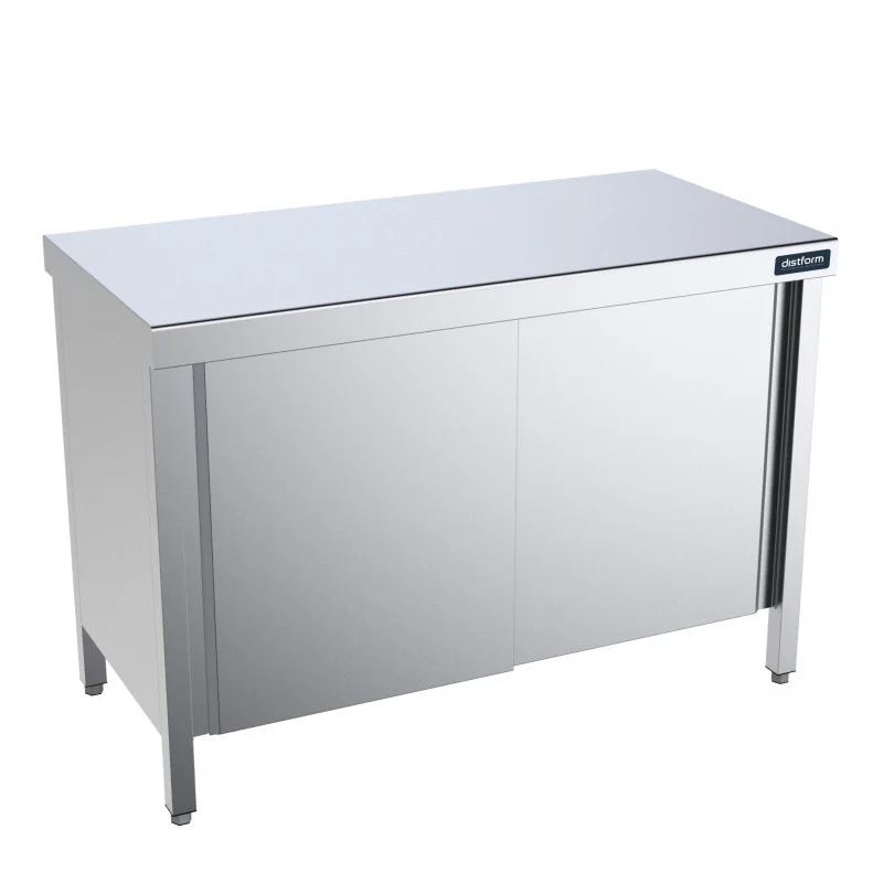 Haute Qualité Meuble Inox Bas avec Portes Coulissantes - L 2000 x P 550 mm