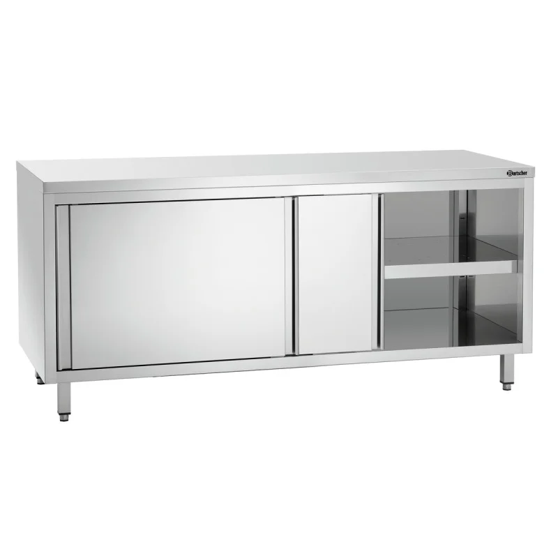 Meuble en Inox avec Portes Coulissantes et Etagère - L 1800 mm Acheter En Ligne