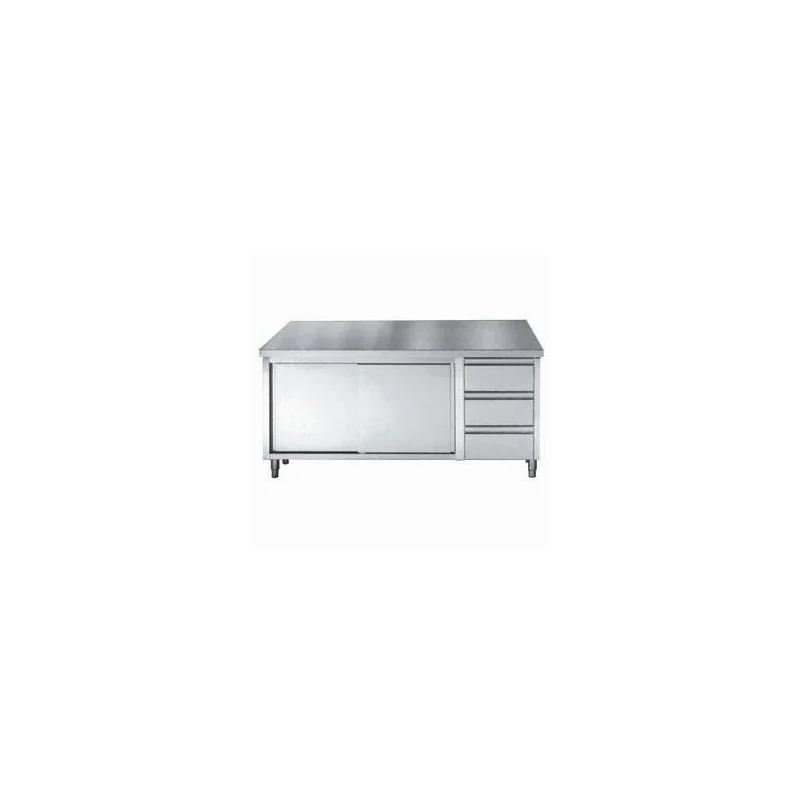 Prix Réduit Meuble Inox Bas GN 1/1 - 2 Portes et 3 Tiroirs - L 2000 x P 700 mm