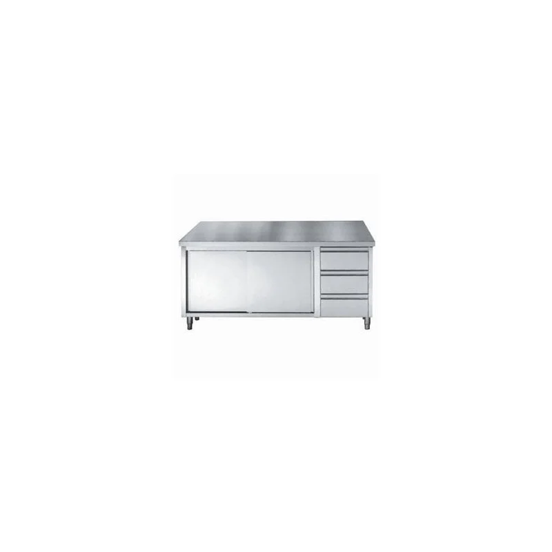 Meuble Inox Bas GN 1/1 - 2 Portes et 3 Tiroirs - L 1800 x P 700 mm Offre Exclusive
