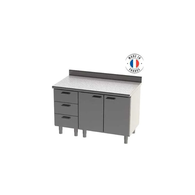 Remise Meuble Bas 2 Portes Battantes 3 Tiroirs - Longueur 1350 mm
