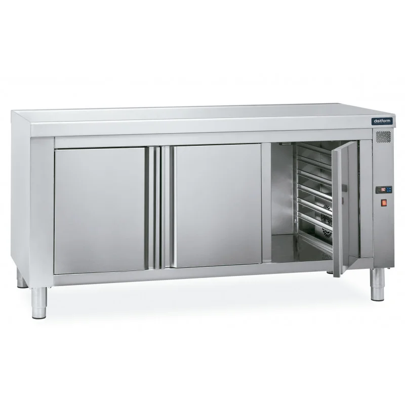 Meuble Chauffant Central 1600X700X850 3 Glissières Gn 1/1 Portes Battantes Dernier Modèle