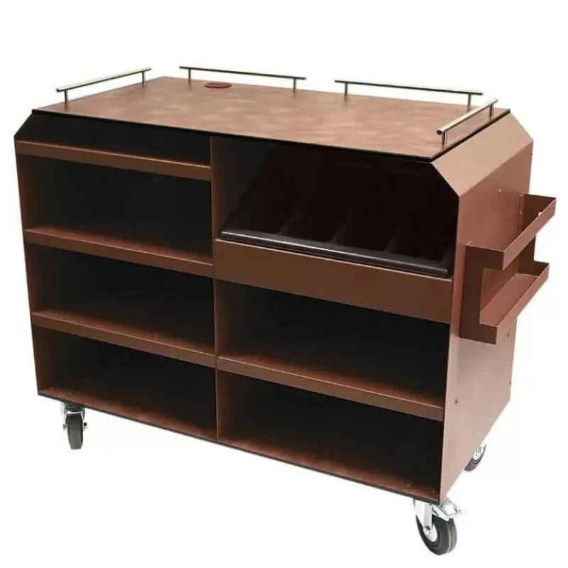 Chariot de Service Basse Structure et Tablettes en Acier - Rouille - H 95 cm Super Prix