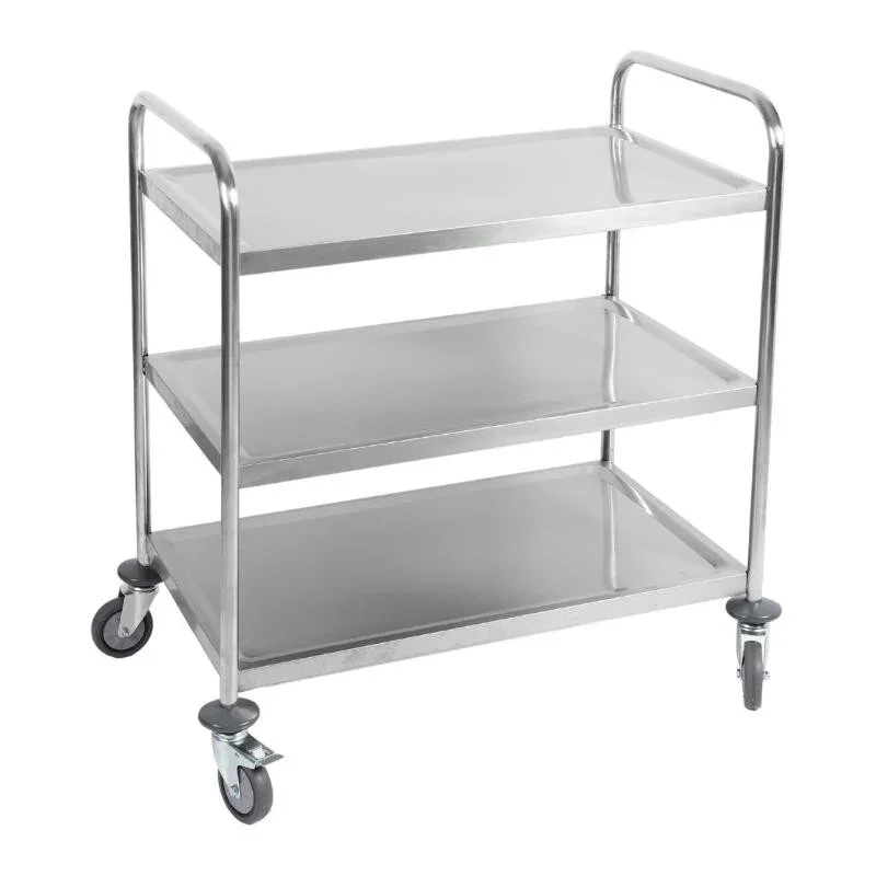 Usine Directe Chariot Inox à 3 Plateaux