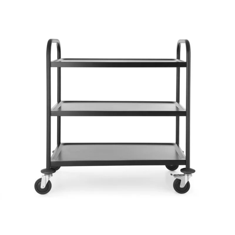 Prix Bas Chariot de Service Noir Mat - 3 Plateaux
