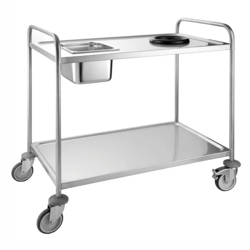 Chariot de Débarassage en Inox - 2 Niveaux Commander Vite
