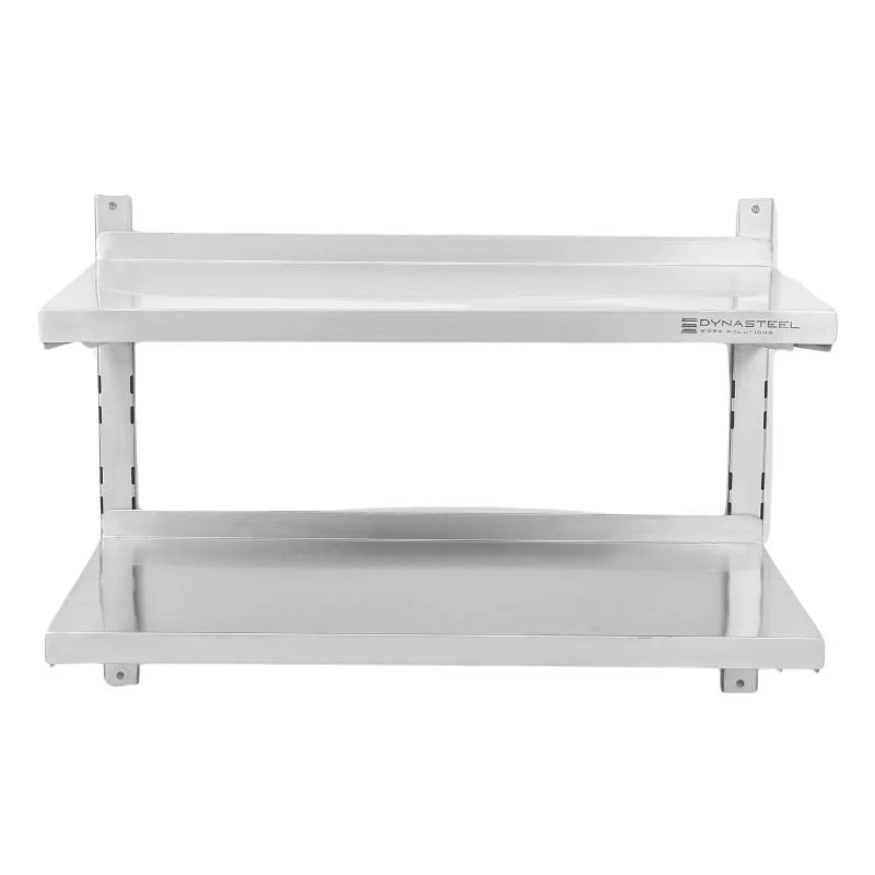Retour Gratuit Etagère Murale en Inox sur Crémaillères 2 Niveaux- L 800 x P 400 mm
