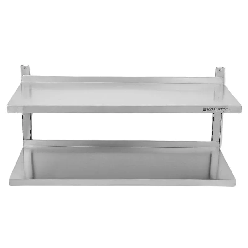 Etagère Murale en Inox sur Crémaillères 2 Niveaux- L 1000 x P 400 mm Soldes